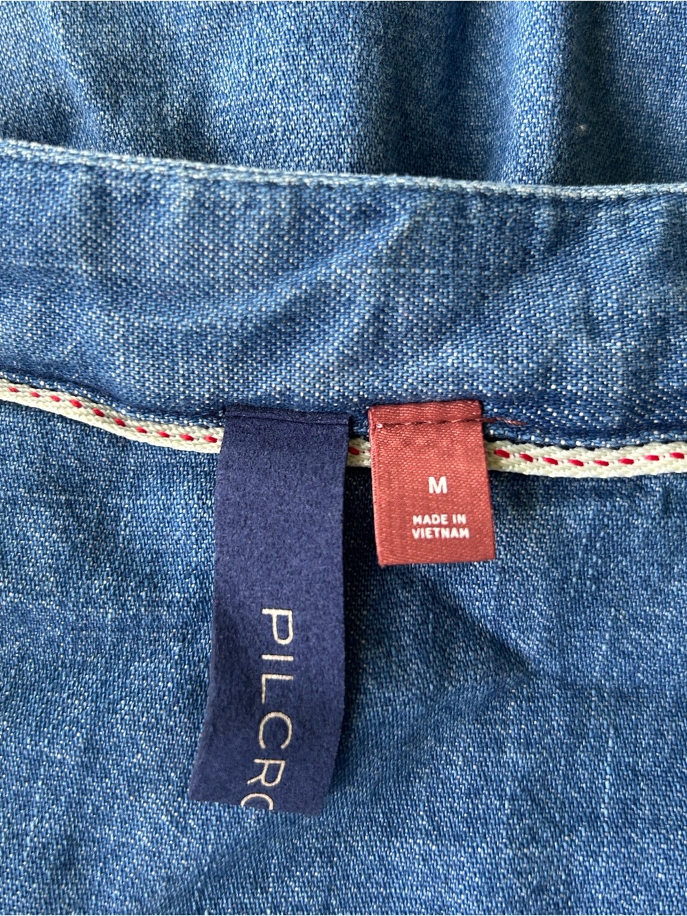 Anthropologie Pilcro Tie Neck Blouse Chambray Puff Balloon Sleeve Excellent M - Picture 6 of 11